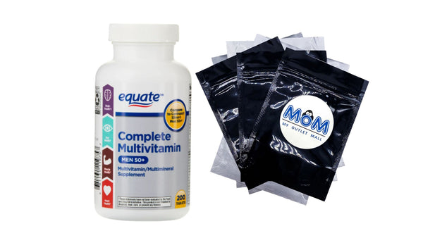 Complete Multivitamin/Multimineral Supplement Tablets, Men 50+ - 1 pack - 200 count - plus 3 My Outlet Mall Resealable Storage Pouches