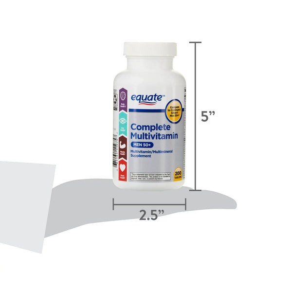Complete Multivitamin/Multimineral Supplement Tablets, Men 50+, 3 packs , 200 count - plus 3 My Outlet Mall Resealable Storage Pouches