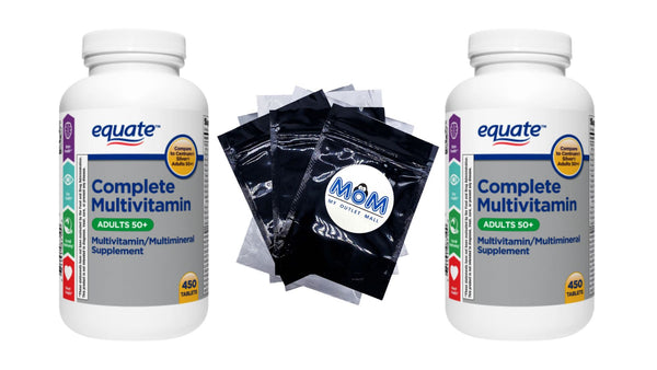 Complete Multivitamin or Multimineral Supplement Tablets, Adults 50+, 2 pack, 450 count per pack, plus 3 My Outlet Mall Resealable Storage Pouches