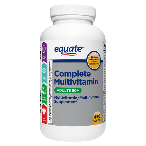 Complete Multivitamin or Multimineral Supplement Tablets, Adults 50+, 2 pack, 450 count per pack, plus 3 My Outlet Mall Resealable Storage Pouches