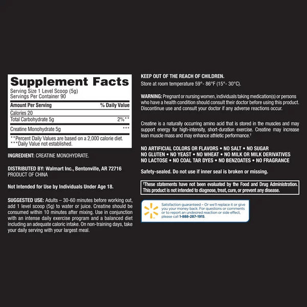 Creatine Monohydrate Dietary Supplement, Unflavored, 5 g - 1 pack - 15.87 oz - plus 3 My Outlet Mall Resealable Storage Pouches