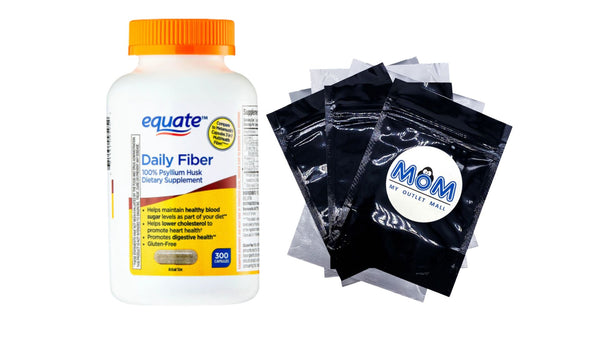Daily Fiber, 100% Psyllium Husk Dietary Supplement Capsules, 1 pack, 300 count, plus 3 My Outlet Mall Resealable Storage Pouches