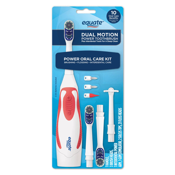 Dual Motion Power Oral Care Kit with Interdental Tools, Soft Bristles, 2 pack, 1 count per pack, plus 3 My Outlet Mall Resealable Storage Pouches