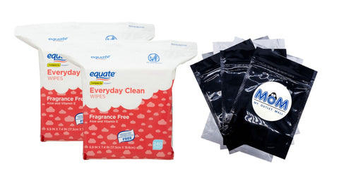 Everyday Clean Aloe Wipes, Resealable Pack, 2 pack, 240 total wipes per pack, plus 3 My Outlet Mall Resealable Storage Pouches