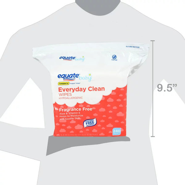 Everyday Clean Aloe Wipes, Resealable Pack, 2 pack, 240 total wipes per pack, plus 3 My Outlet Mall Resealable Storage Pouches