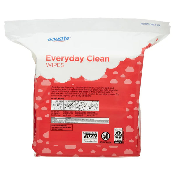 Everyday Clean Aloe Wipes, Resealable Pack, 1 pack, 240 total wipes, plus 3 My Outlet Mall Resealable Storage Pouches