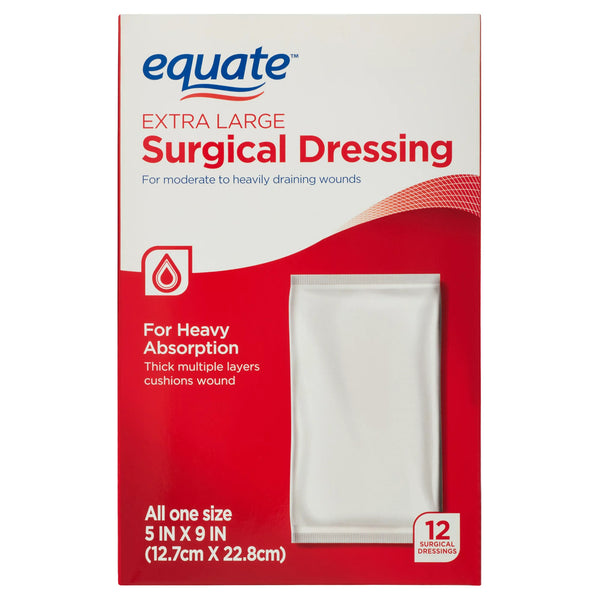 Extra Large Absorbent Surgical Dressing, For Moderate to Heavy Wounds, 3 pack, 12 count per pack, plus 3 My Outlet Mall Resealable Storage Pouches