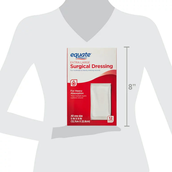 Extra Large Absorbent Surgical Dressing, For Moderate to Heavy Wounds, 3 pack, 12 count per pack, plus 3 My Outlet Mall Resealable Storage Pouches