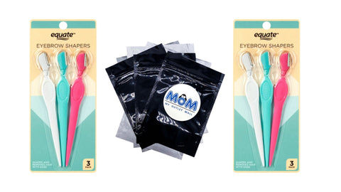 Eyebrow Shapers, 2 pack, 3 count per pack, plus 3 My Outlet Mall Resealable Storage Pouches
