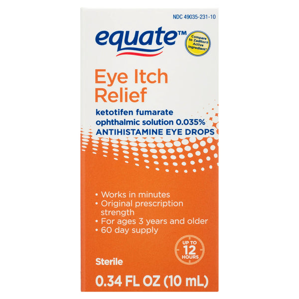 Eye Itch Relief, 3 pack, 0.34fl oz per pack, plus 3 My Outlet Mall Resealable Storage Pouches