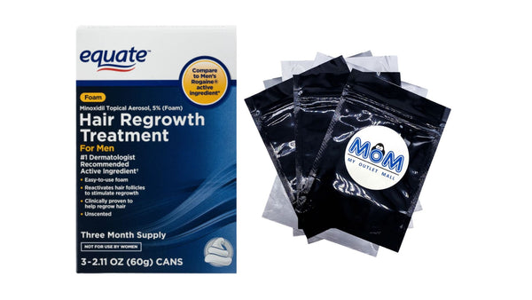 Hair Regrowth Treatment Minoxidil Topical Aerosol, 5 % Foam, 3-Month Supply, 1 pack, 2.11 oz 3 Piece, plus 3 My Outlet Mall Resealable Storage Pouches
