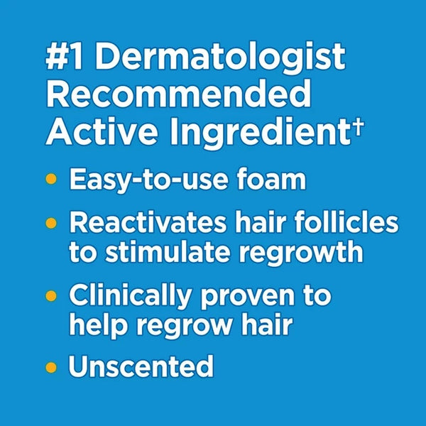 Hair Regrowth Treatment Minoxidil Topical Aerosol, 5 % Foam, 3-Month Supply, 1 pack, 2.11 oz 3 Piece, plus 3 My Outlet Mall Resealable Storage Pouches