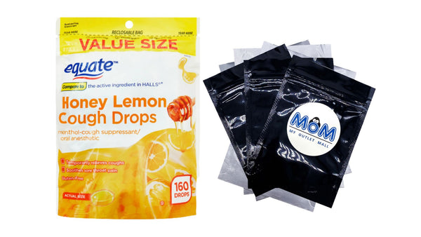 Value Size Honey Lemon Cough Drops with Menthol, 1 pack, 160 count, plus 3 My Outlet Mall Resealable Storage Pouches