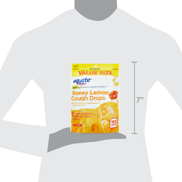 Value Size Honey Lemon Cough Drops with Menthol, 1 pack, 160 count, plus 3 My Outlet Mall Resealable Storage Pouches