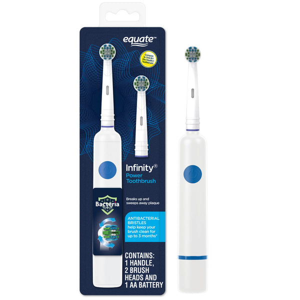 Infinity Power Toothbrush with Bacteria Defense Bristles and EasyFlex Replacement Brush Head, 3 pack, 1 count per pack, plus 3 My Outlet Mall Resealable Storage Pouches