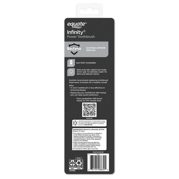 Infinity Power Toothbrush with Bacteria Defense Bristles and EasyFlex Replacement Brush Head, 3 pack, 1 count per pack, plus 3 My Outlet Mall Resealable Storage Pouches