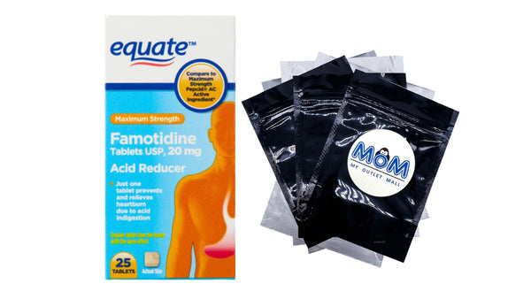 Maximum Strength Acid Reducer Tablets, 20 mg, 1 pack, 25 count, plus 3 My Outlet Mall Resealable Storage Pouches