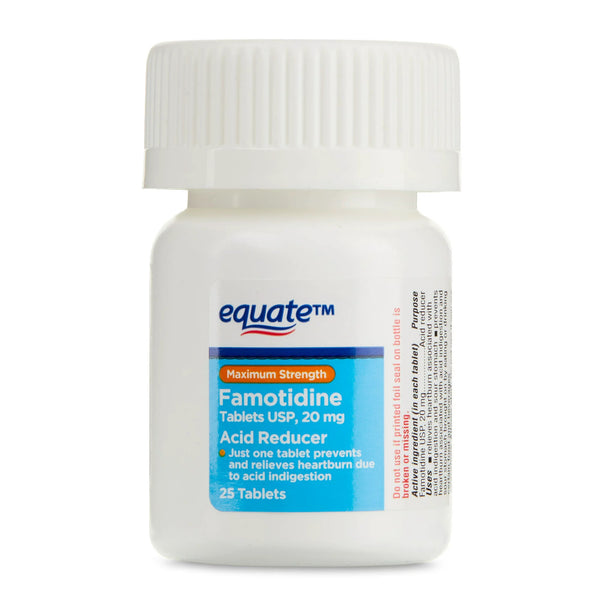 Maximum Strength Acid Reducer Tablets, 20 mg, 1 pack, 25 count, plus 3 My Outlet Mall Resealable Storage Pouches