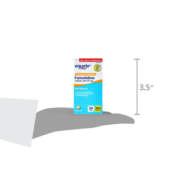 Maximum Strength Famotidine Tablets, 20 mg, 3 pack, 200 count per pack, plus 3 My Outlet Mall Resealable Storage Pouches