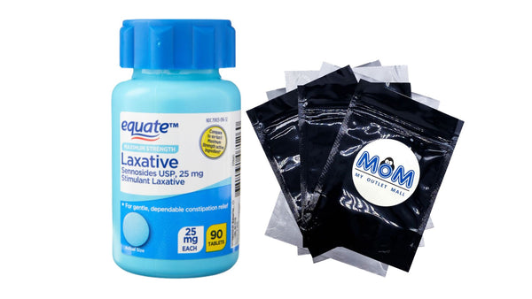 Maximum Strength Laxative Tablets for Constipation Relief, 1 pack, 90 count, plus 3 My Outlet Mall Resealable Storage Pouches