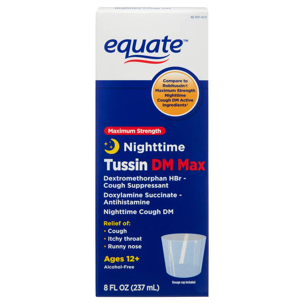 Maximum Strength Nighttime Tussin DM Max Liquid, 3 pack, 8fl oz per pack, plus 3 My Outlet Mall Resealable Storage Pouches