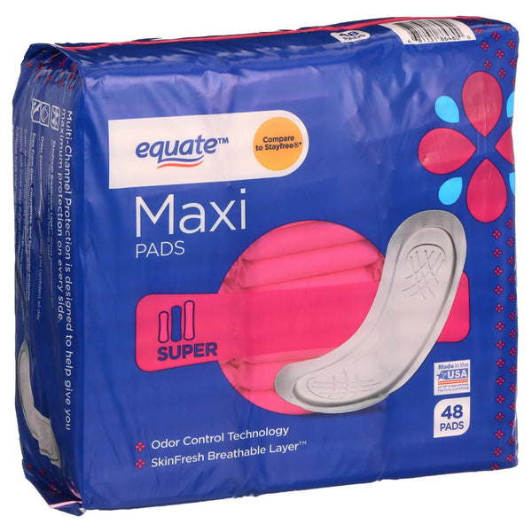 Maxi Pads Super, 1 pack, 48 count, plus 3 My Outlet Mall Resealable Storage Pouches