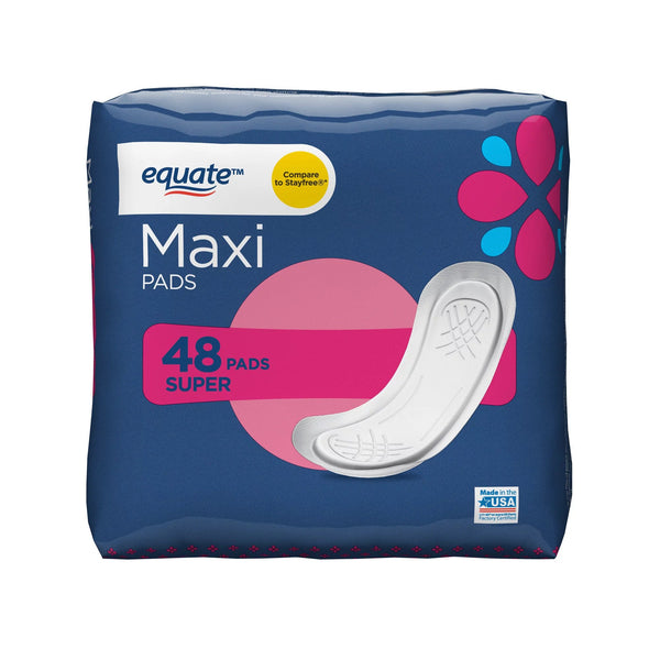 Maxi Pads Super, 1 pack, 48 count, plus 3 My Outlet Mall Resealable Storage Pouches