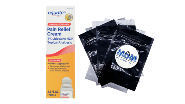Max Strength Lidocaine Pain Relief Cream for Body Aches - 1 pack - 2.5fl oz - plus 3 My Outlet Mall Resealable Storage Pouches