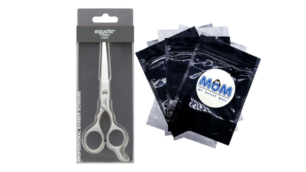 Men Professional Barber Hair Cutting Thinning Scissors 7" inch Length Haircutting Shear, 1 pack, 1 count, plus 3 My Outlet Mall Resealable Storage Pouches