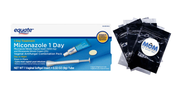 Miconazole 1 Day, Miconazole Nitrate Vaginal Insert and Cream (1200 Mg), 1 pack, 0.32 oz, plus 3 My Outlet Mall Resealable Storage Pouches
