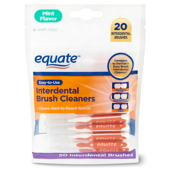 Mint Interdental Brushes Value Pack, Flexible Head, Straight Bristles, Moderate Teeth Spacing, 3 pack, 20 count per pack, plus 3 My Outlet Mall Resealable Storage Pouches
