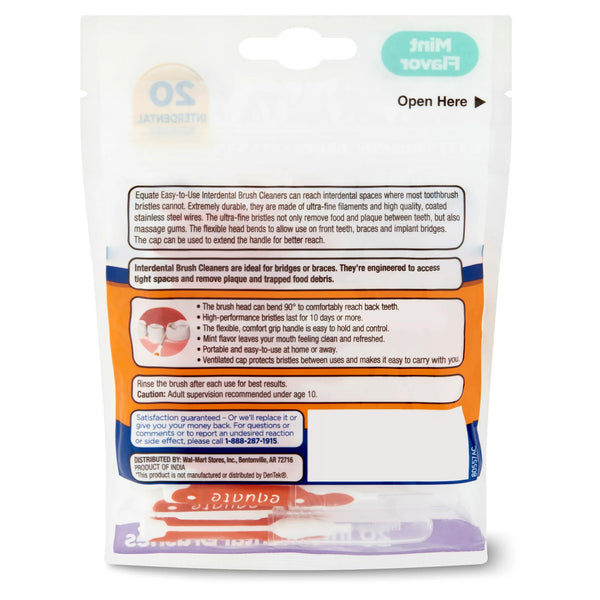 Mint Interdental Brushes Value Pack, Flexible Head, Straight Bristles, Moderate Teeth Spacing, 3 pack, 20 count per pack, plus 3 My Outlet Mall Resealable Storage Pouches