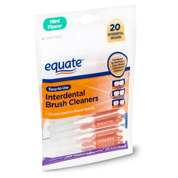 Mint Interdental Brushes Value Pack, Flexible Head, Straight Bristles, Moderate Teeth Spacing, 3 pack, 20 count per pack, plus 3 My Outlet Mall Resealable Storage Pouches