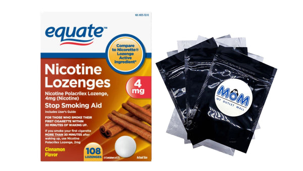 Nicotine Polacrilex Lozenge, 4 mg, Cinnamon Flavor - 1 pack - 108 count - plus 3 My Outlet Mall Resealable Storage Pouches