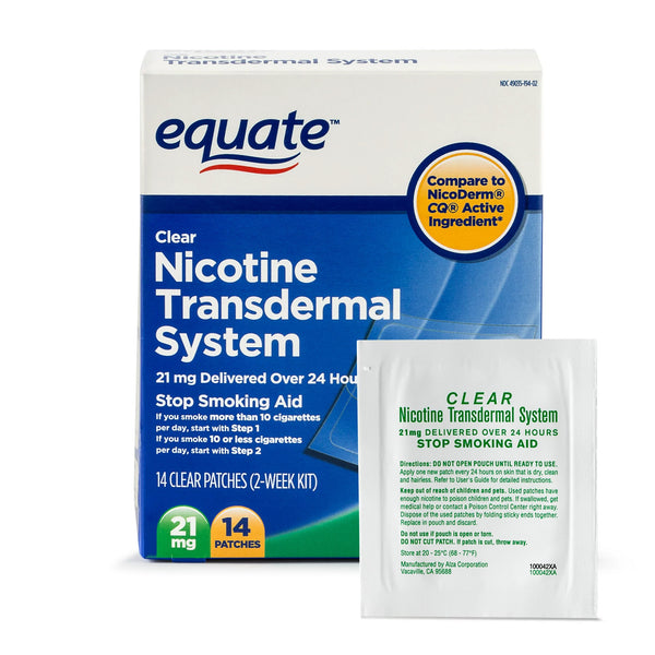 Nicotine Transdermal System Step 1 Clear Patches, 21 mg, 2 pack, 14 count per pack, plus 3 My Outlet Mall Resealable Storage Pouches