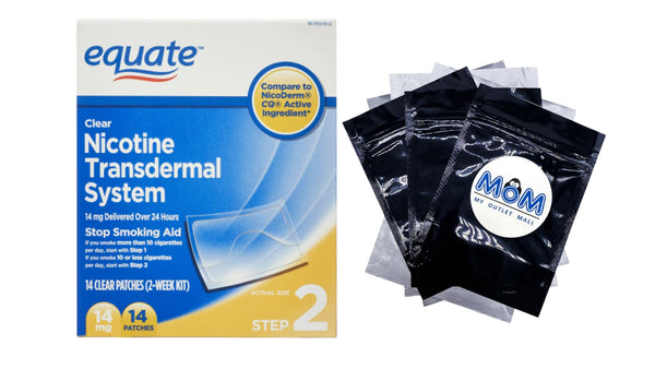 Nicotine Transdermal System Step 2 Clear Patches, 14 mg - 1 pack - 14 count - plus 3 My Outlet Mall Resealable Storage Pouches