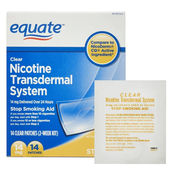 Nicotine Transdermal System Step 2 Clear Patches, 14 mg - 2 packs - 14 count - plus 3 My Outlet Mall Resealable Storage Pouches