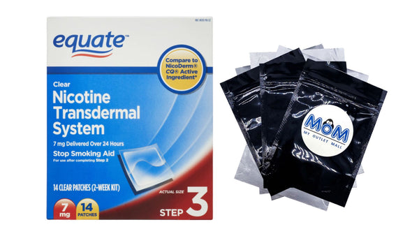 Nicotine Transdermal System Step 3 Clear Patches, 7 mg - 1 pack - 14 count - plus 3 My Outlet Mall Resealable Storage Pouches