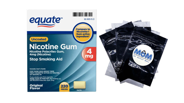 Nicotine Uncoated Gum 4 mg, Original Flavor - 1 pack - 220 count - plus 3 My Outlet Mall Resealable Storage Pouches