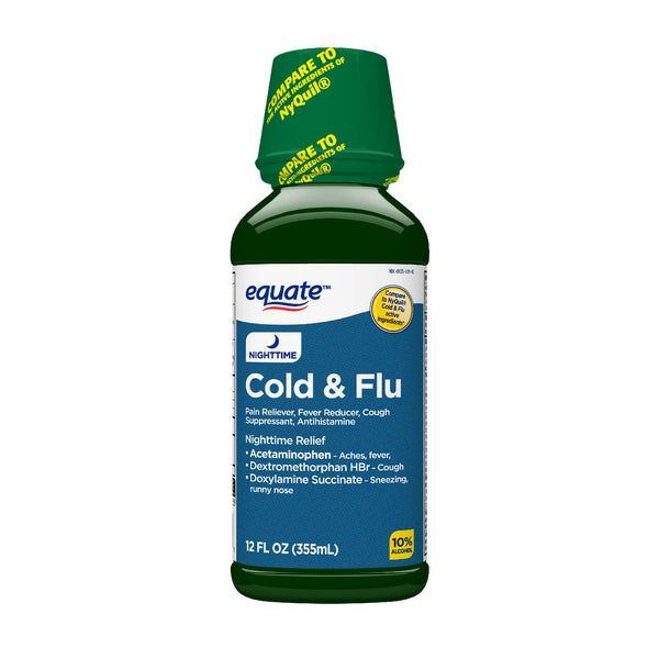 Nighttime Cold and Flu Relief, Original Flavor - 3 packs - 12fl oz - plus 3 My Outlet Mall Resealable Storage Pouches