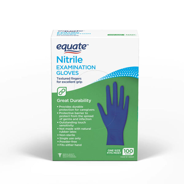 Nitrile Exam Gloves, One Size Fits Most, 2 pack, 100 count per pack, plus 3 My Outlet Mall Resealable Storage Pouches