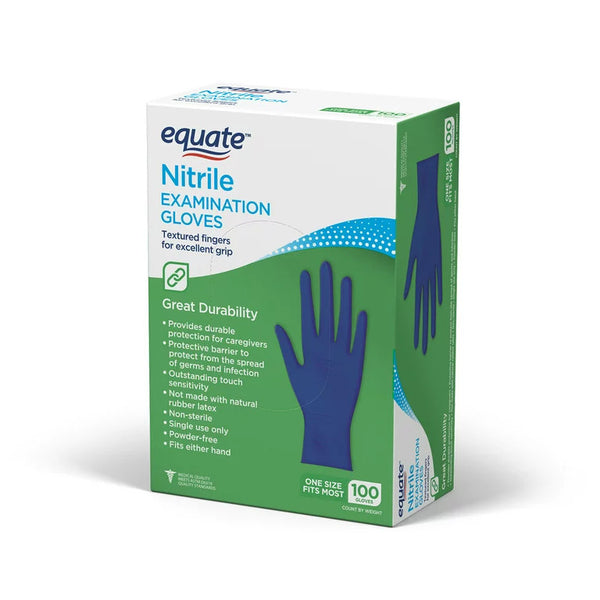 Nitrile Exam Gloves, One Size Fits Most, 3 pack, 100 count per pack, plus 3 My Outlet Mall Resealable Storage Pouches