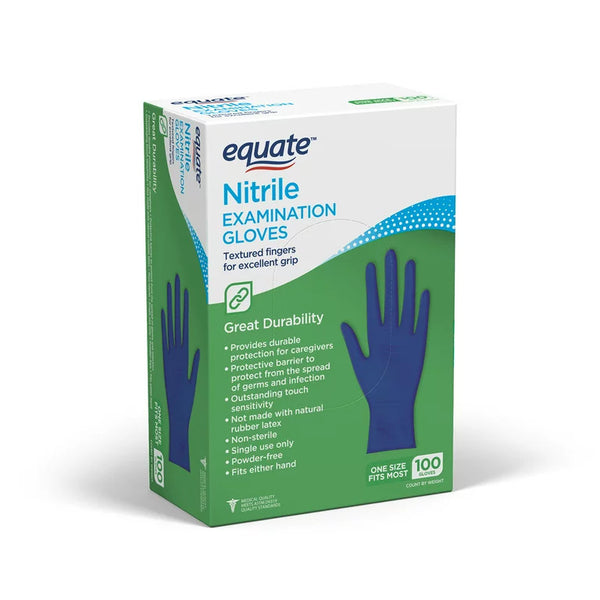 Nitrile Exam Gloves, One Size Fits Most, 2 pack, 100 count per pack, plus 3 My Outlet Mall Resealable Storage Pouches