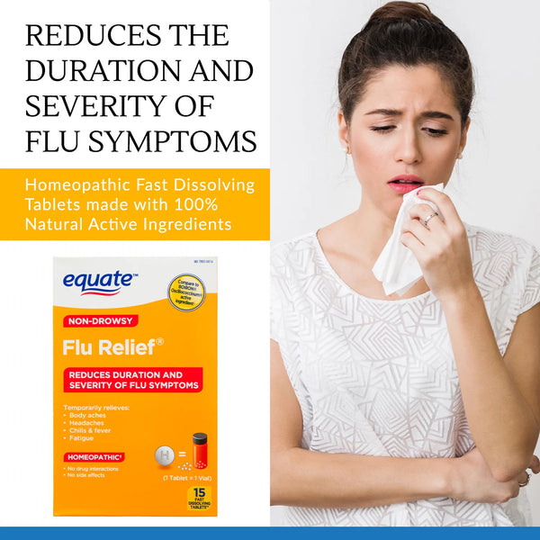 Non-Drowsy Flu Relief Fast Dissolving Tablets - 1 pack - 15 count - plus 3 My Outlet Mall Resealable Storage Pouches
