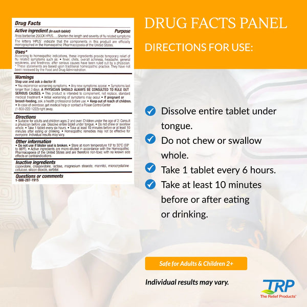 Non-Drowsy Flu Relief Fast Dissolving Tablets - 1 pack - 15 count - plus 3 My Outlet Mall Resealable Storage Pouches