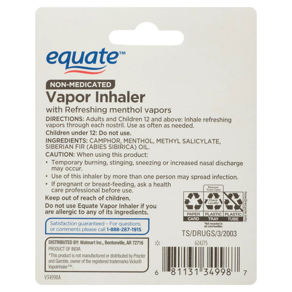 Non-Medicated Vapor Inhaler Stick for Nasal Decongestion Menthol Scent, 2 pack, plus 3 My Outlet Mall Resealable Storage Pouches