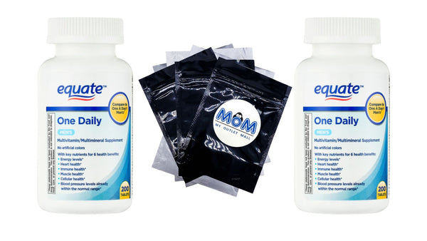 One Daily Men's Multivitamin or Multimineral Supplement Tablets, 2 pack, 200 count per pack, plus 3 My Outlet Mall Resealable Storage Pouches