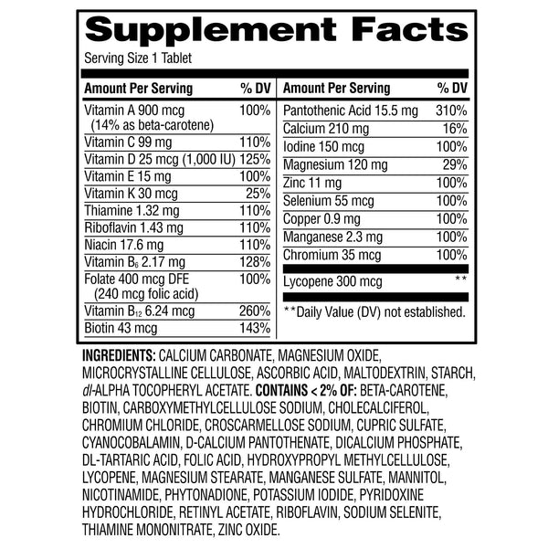 One Daily Men's Multivitamin or Multimineral Supplement Tablets, 2 pack, 200 count per pack, plus 3 My Outlet Mall Resealable Storage Pouches