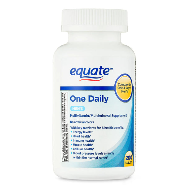 One Daily Men's Multivitamin or Multimineral Supplement Tablets, 3 pack, 200 count per pack, plus 3 My Outlet Mall Resealable Storage Pouches