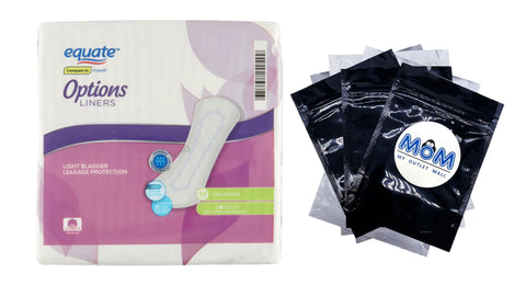 Options Liners, Long Length, Very Light Absorbency, 1 pack, 48 count, plus 3 My Outlet Mall Resealable Storage Pouches